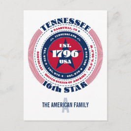 Tennessee, Nashville, TN, Patriotic, Monogram Vykort
