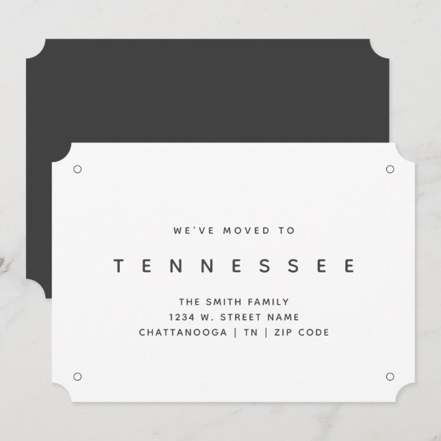 Tennessee New Home Vi har flyttat Notice Meddelande (Fram/baksida)