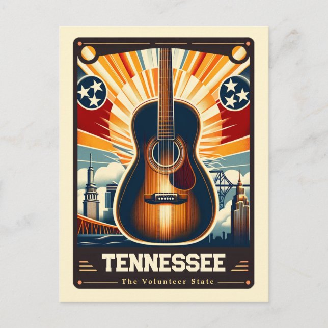 Tennessee | Patriotisk Vintage Vykort (Framsida)