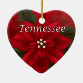 Tennessee Red Poinsettia Heart Ornament