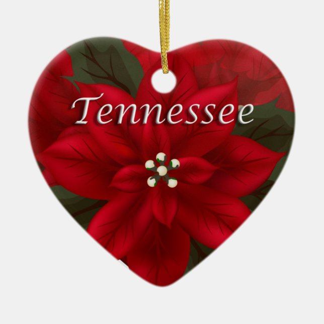 Tennessee Red Poinsettia Heart Ornament (Framsidan)