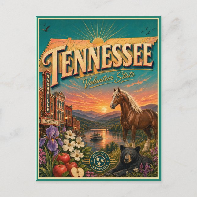 Tennessee Retro Resa Souvenir vykort (Framsida)