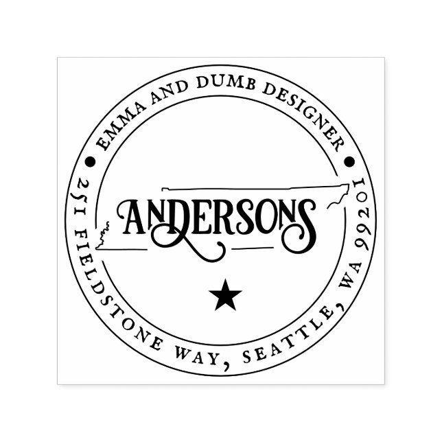 Tennessee Returadress Frimärke Self-Inking Självfärgande Stämpel (Design)