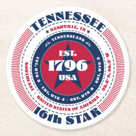 Tennessee Rött vitt blått Typography Underlägg Papper Rund