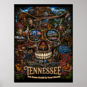 Tennessee Skull Konsttryck State of Mind Poster