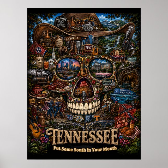 Tennessee Skull Konsttryck | State of Mind Poster (Framsidan)