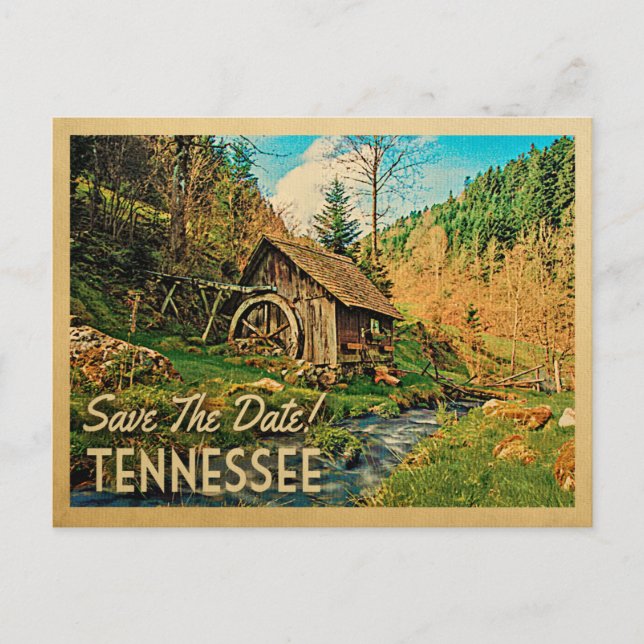 Tennessee Spara Datum Rustik Stuga Mill Woods Meddelande Vykort (Framsida)