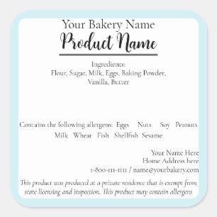 Tennessee State Cottage Food Business Baking Label Fyrkantigt Klistermärke
