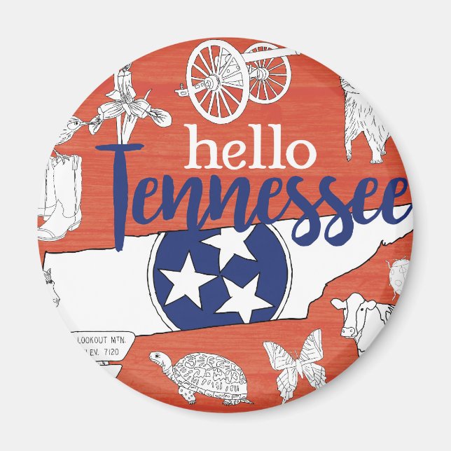 Tennessee State Symbols Volunteer State Bilder Magnet (Framsidan)