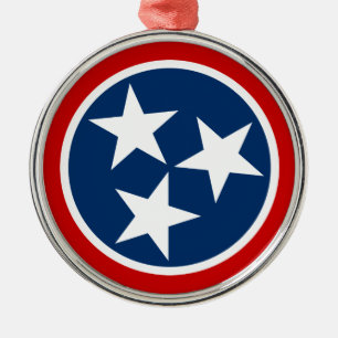 Tennessee Statlig flagga Blue White Stars Julgransprydnad Metall