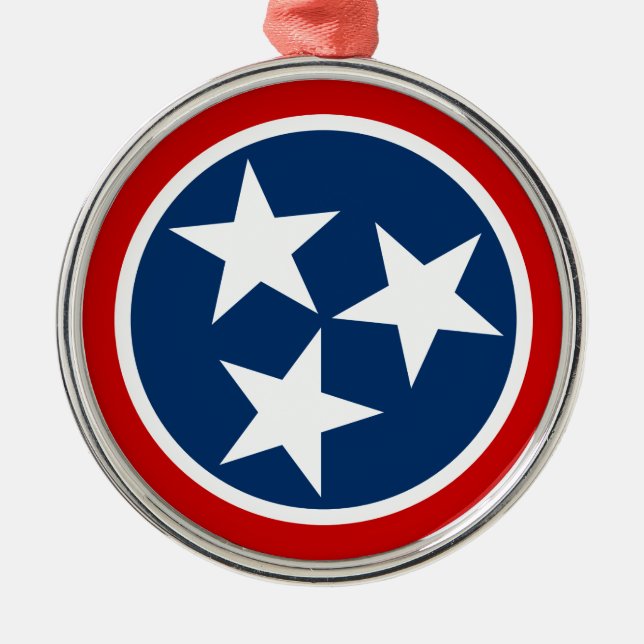 Tennessee Statlig flagga Blue White Stars Julgransprydnad Metall (Framsidan)