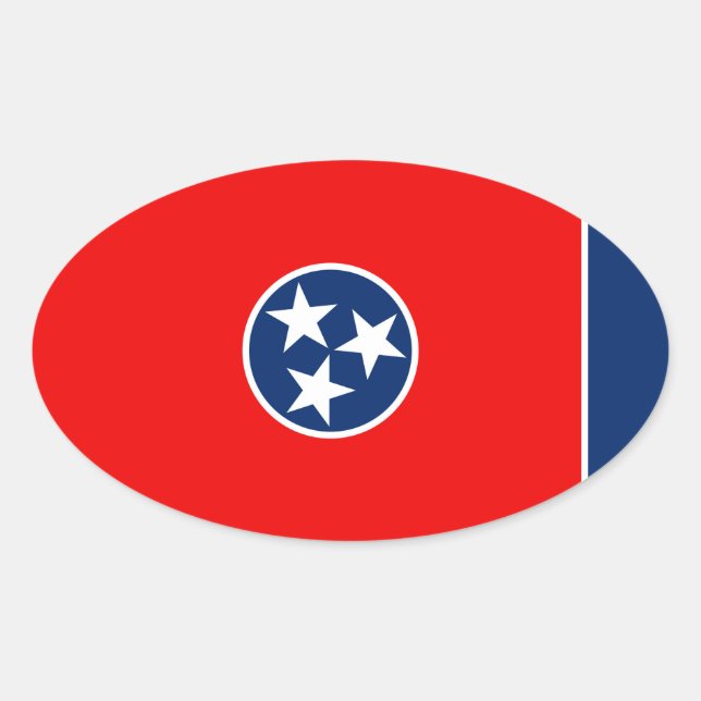 Tennessee Statlig flagga Design Ovalt Klistermärke (Framsida)