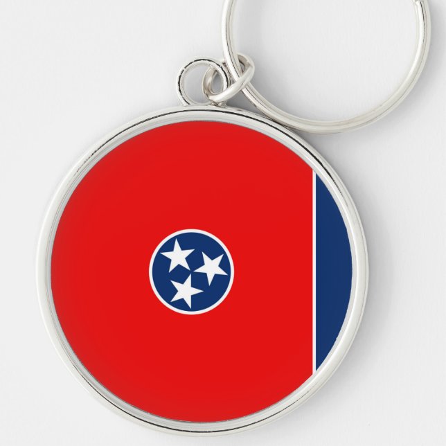 Tennessee Statlig flagga Design Rund Silverfärgad Nyckelring (Framsidan)