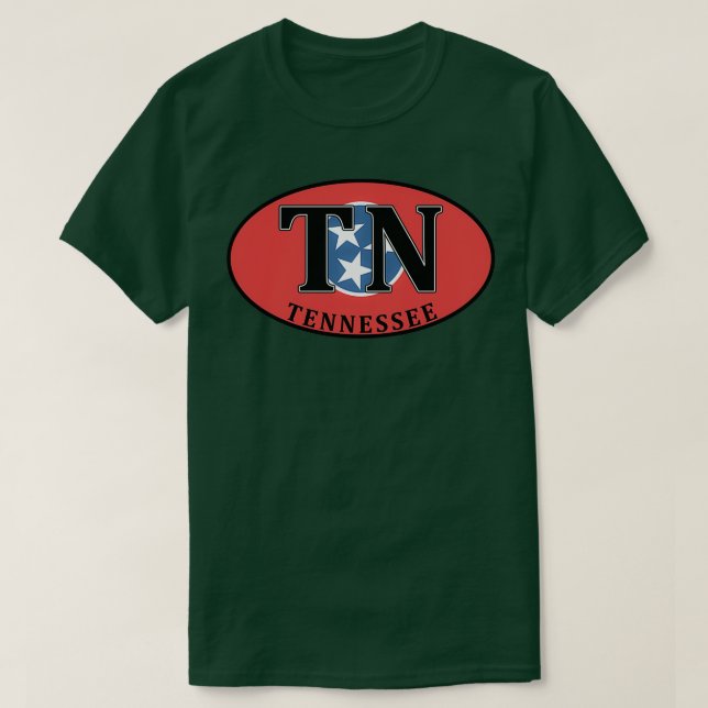 TENNESSEE STATLIG FLAGGA EURO OVAL NASHVILLE MEMPH T SHIRT (Design framsida)