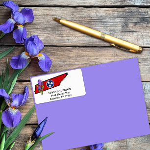 Tennessee Statlig flagga och Flower Lila Iris Adressetikett
