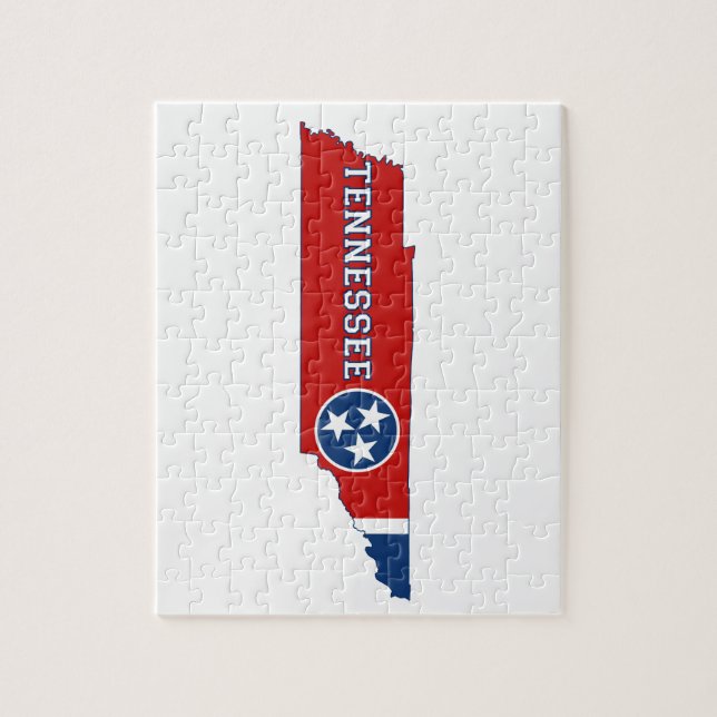 Tennessee Statlig flagga och Karta Pussel (Vertikal)