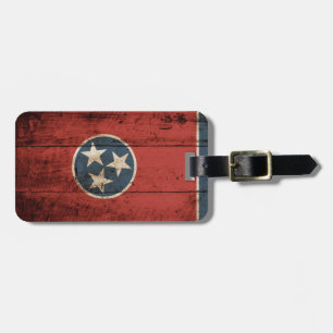 Tennessee statlig flagga på gammalt Wood korn Bagagebricka