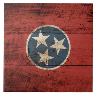 Tennessee statlig flagga på gammalt Wood korn Kakelplatta