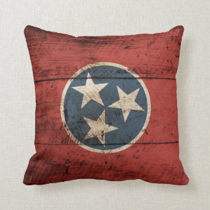Tennessee statlig flagga på gammalt Wood korn Kudde