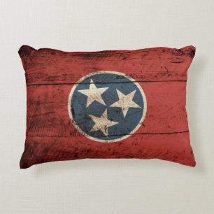 Tennessee statlig flagga på gammalt Wood korn Prydnadskudde