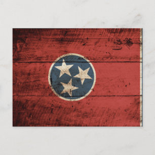 Tennessee Statlig flagga på Old Wood Grain Vykort