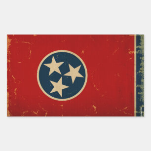Tennessee Statlig flagga VINTAGE Rektangulärt Klistermärke