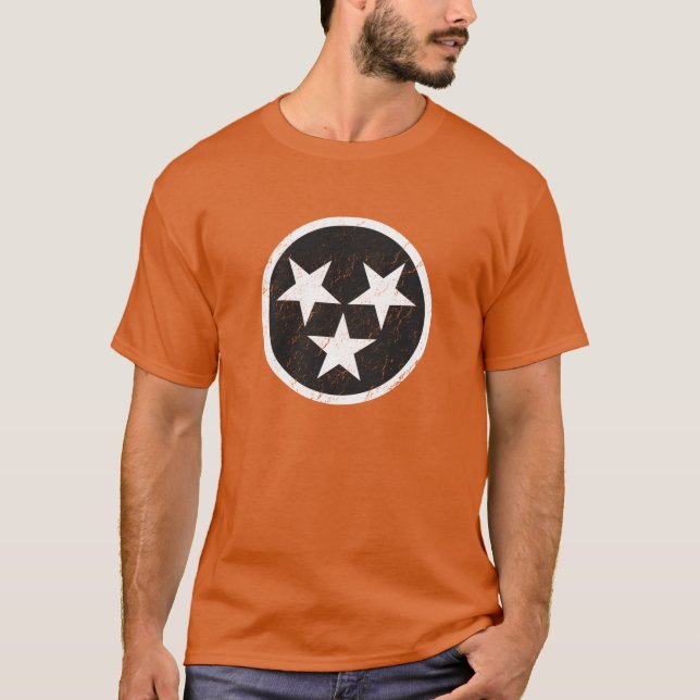 Tennessee statlig flaggasvart & vitGrunge Tee (Framsida)