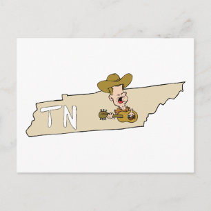 Tennessee TN State Karta & Nashville Music Vykort