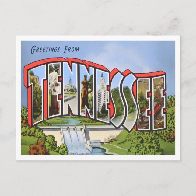 Tennessee Vintage Big Letters Vykort (Framsida)