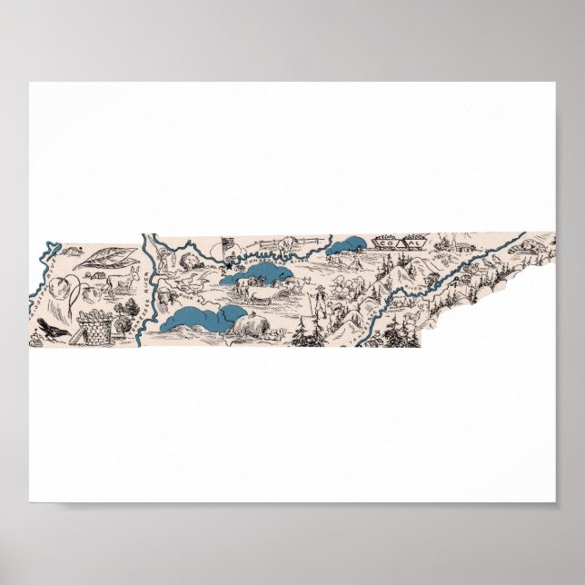 Tennessee Vintage Bild Karta Poster (Framsidan)