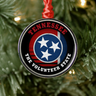TENNESSEE VOLUNTEER STATLIG FLAGGA JULGRANSPRYDNAD METALL