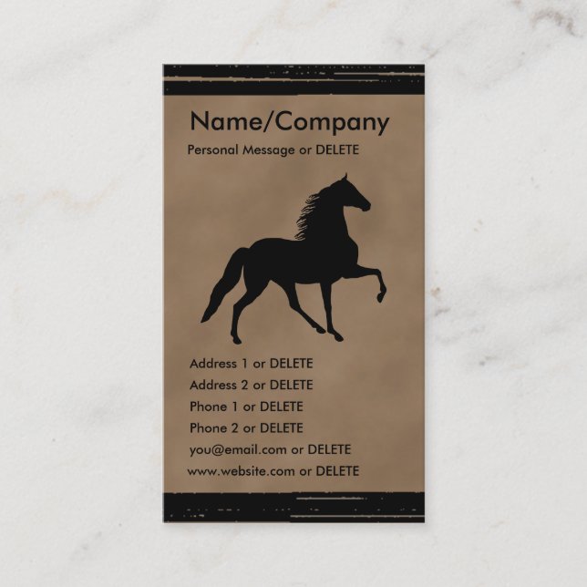Tennessee Walker Silhouette Personal Business Visitkort (Framsida)