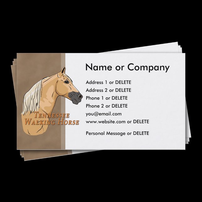 Tennessee Walking Horse Palomino-profil Visitkort (Personalize this template. Select your choice of corner style and paper type.)