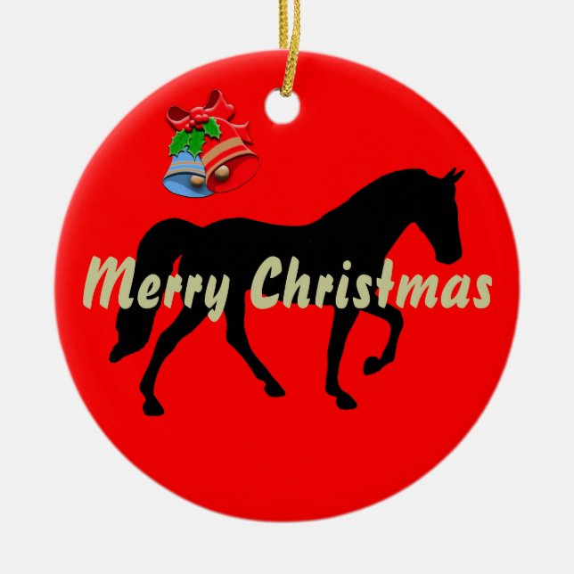 Tennessee Walking Horse Silhouette God jul Julgransprydnad Keramik (Framsidan)