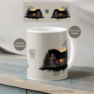 Tennessee Walking Horse Sunset Silhouette Monogram Kaffemugg