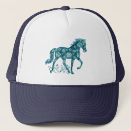 Tennessee Walking Horse Teal Grunge Blommigt Truckerkeps