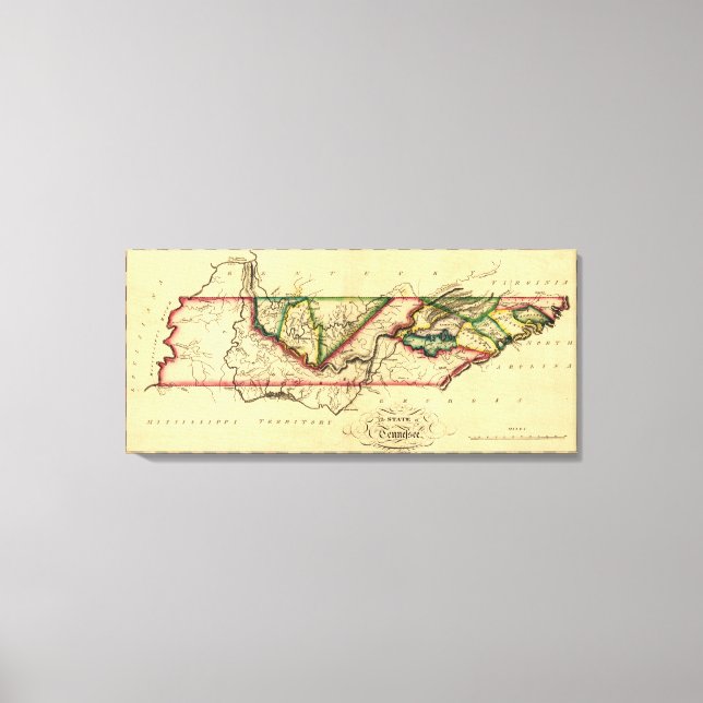 TennesseePanoramic MapTennessee Canvastryck (Framsida)