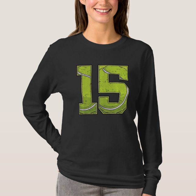 Tennis 15:e födelsedagsflicka 15 år gammal t shirt (Framsida)