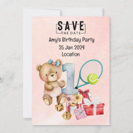 Tennis 1:a födelsedag Spara datum för Party Inbjudningar