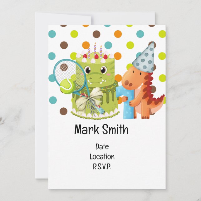 Tennis 1-års födelsedagsfest inbjudningar (Framsida)
