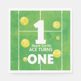 Tennis 1-årsdag på plan pappersservett
