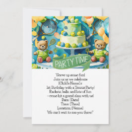 Tennis 1st Birthday for Boy Inbjudningar