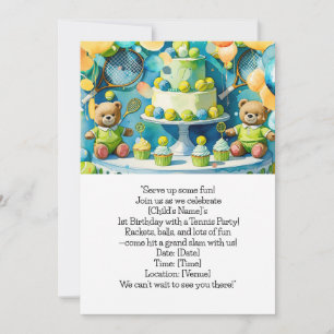 Tennis 1st Birthday for Boy Inbjudningar