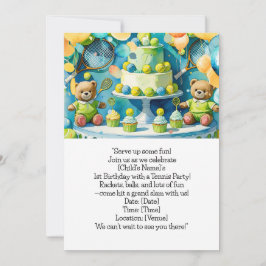 Tennis 1st Birthday for Boy Inbjudningar