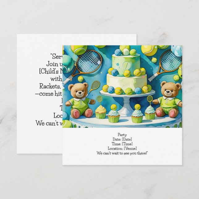 Tennis 1st Birthday for Boy Spara Datumet (Fram/baksida)