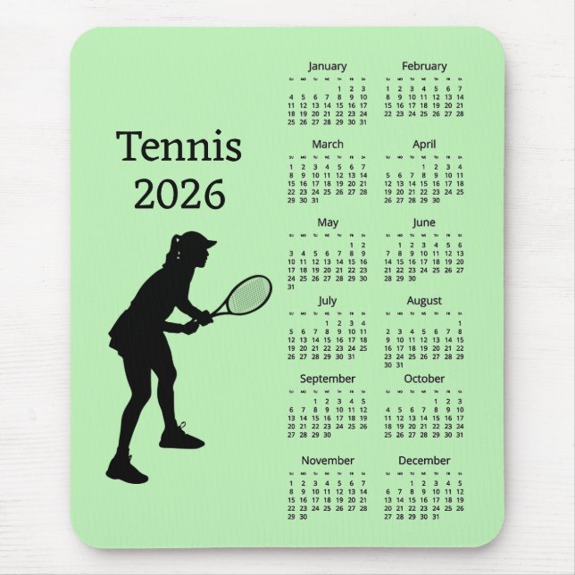 Tennis 2026 Calendar Mousepad Musmatta (Framsidan)
