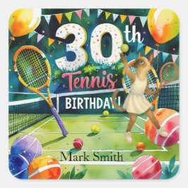 Tennis 30års födelsedag för siamesiska kattlovers fyrkantigt klistermärke