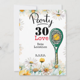 Tennis 30års födelsedag tennis boll och number kär inbjudningar