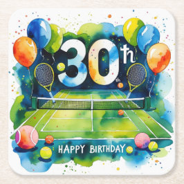 Tennis 30års födelsedag themed underlägg papper kvadrat