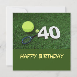 Tennis 40:e födelsedagen med tennis boll på grönt kort